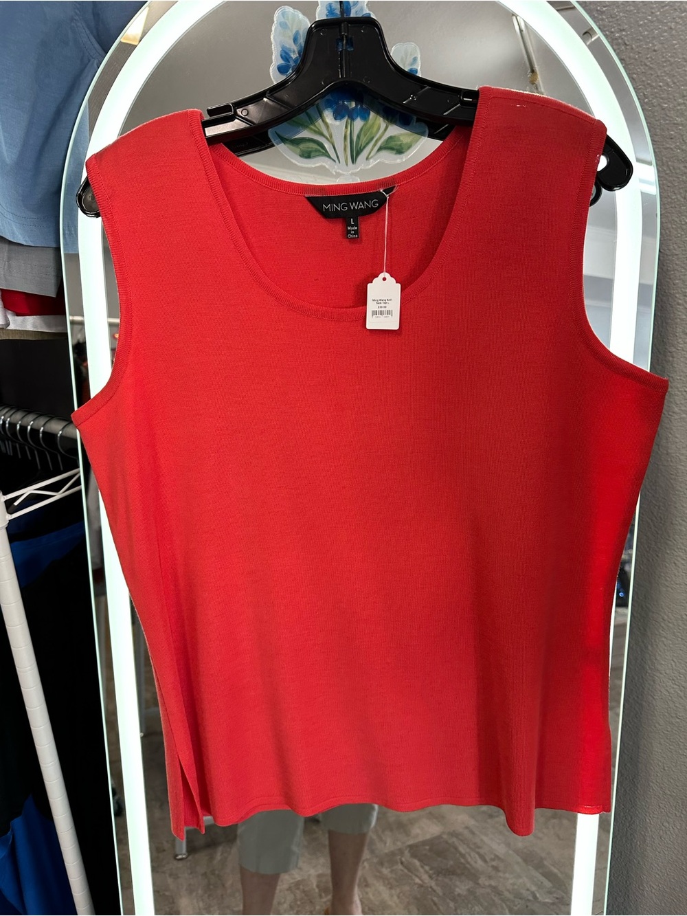 Ming Wang Bright Red Sleeveless Knit Tank
